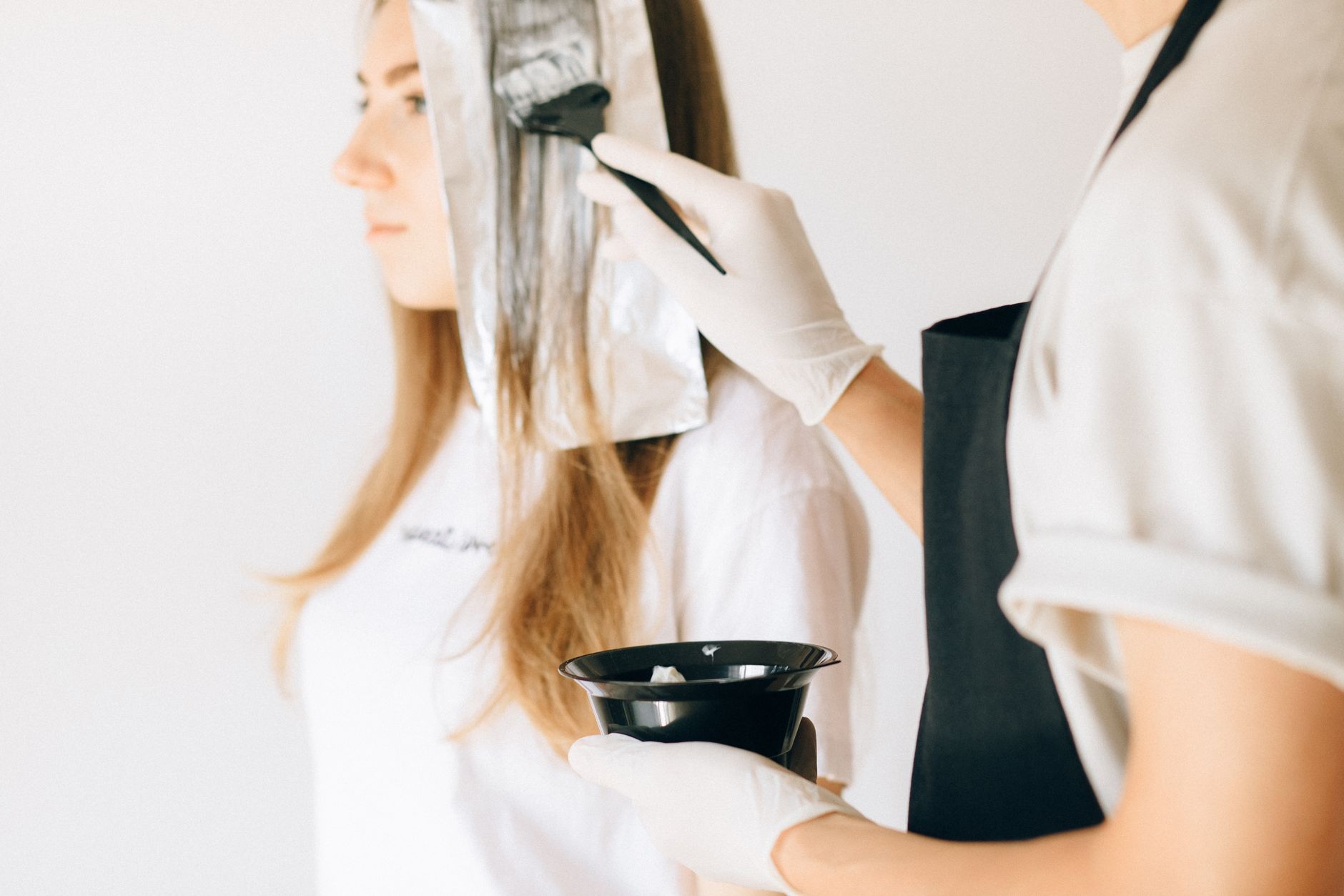 Hair colour foils and highlights application at Kelly D's salon